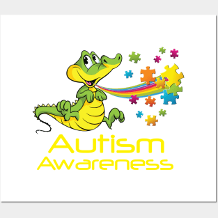 Dinosaur T-Rex Puzzle Piece Autism Awareness Gifts Posters and Art